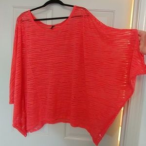 3X Sheer Orange Batwing Top